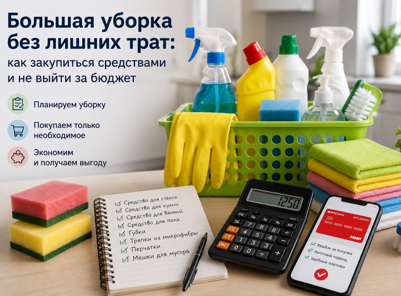 Большая уборка без лишних трат с помощью кредитки с кешбэком